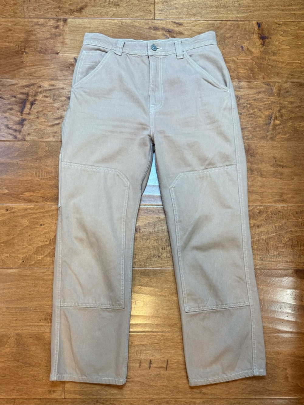 Reformation Harrison Carpenter High Rise Straight Pants Tan Leg 29